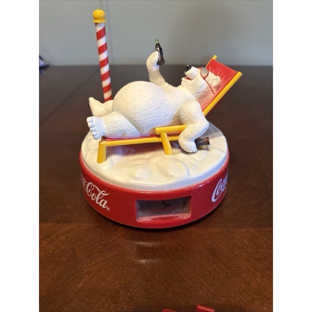 Vintage 1995 Coca-Cola Polar Bear Musical Alarm Clock Nostalgic Read